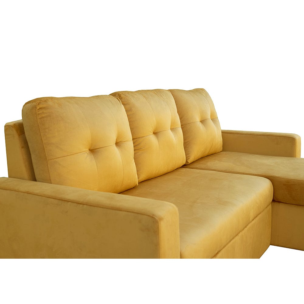 Avery Velvet Reversible Corner Sofa Bed With Storage Chaise