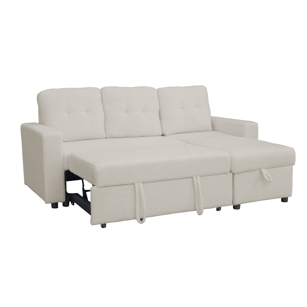 Avery Boucle Teddy Fleece Reversible Corner Sofa Bed With Storage Chaise