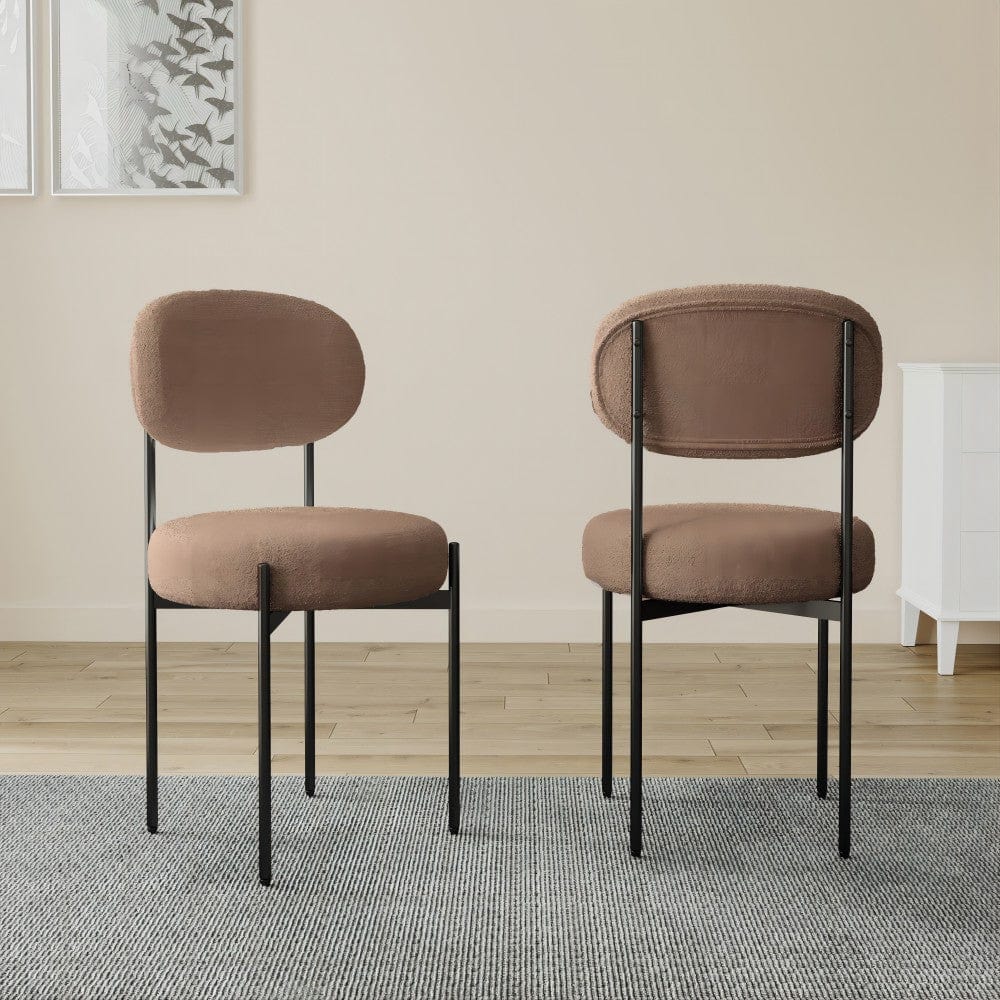 Set Of 2 Essie Round Upholstered Boucle Dining Chair