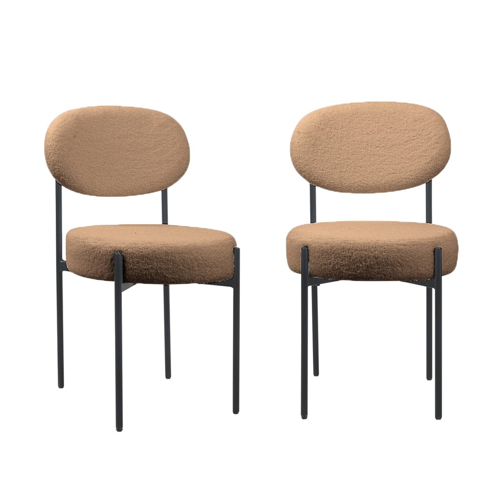 Set Of 2 Essie Round Upholstered Boucle Dining Chair
