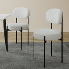 Set Of 2 Essie Round Upholstered Boucle Dining Chair