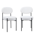 Set Of 2 Essie Round Upholstered Boucle Dining Chair