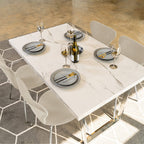 Etta Rectangle Trestle Dining Table Set with 4 Wing Back Velvet Chairs