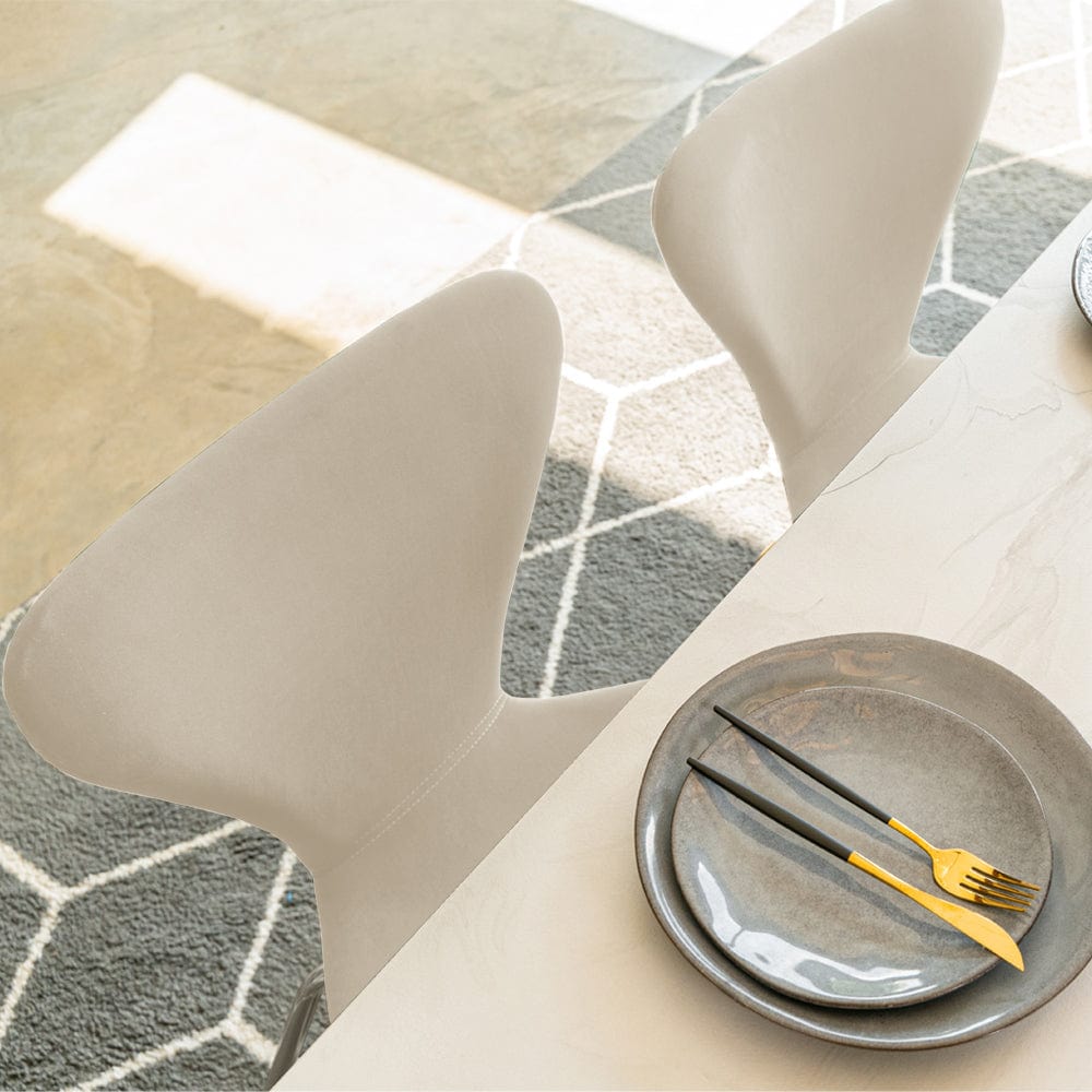 Etta Rectangle Trestle Dining Table Set with 4 Wing Back Velvet Chairs