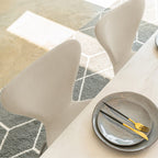 Etta Rectangle Trestle Dining Table Set with 4 Wing Back Velvet Chairs