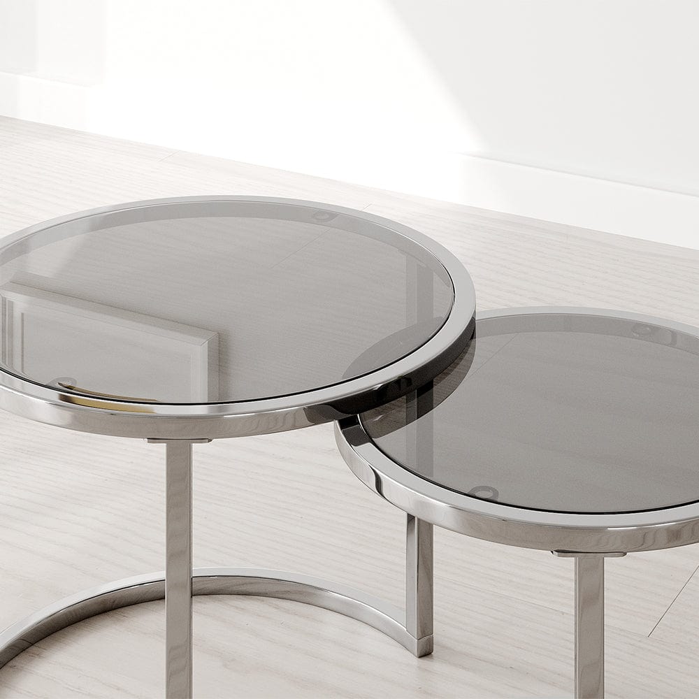 Etta Frame Nesting Round End Coffee Table Ottoman Set