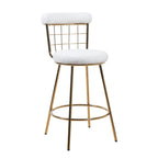 Set Of 2 Etta Boucle Bar Stools With Wire Backrest And Golden Leg