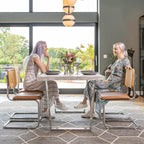 Etta Rectangle Trestle Dining Table Set with 4 PU Dining Chairs