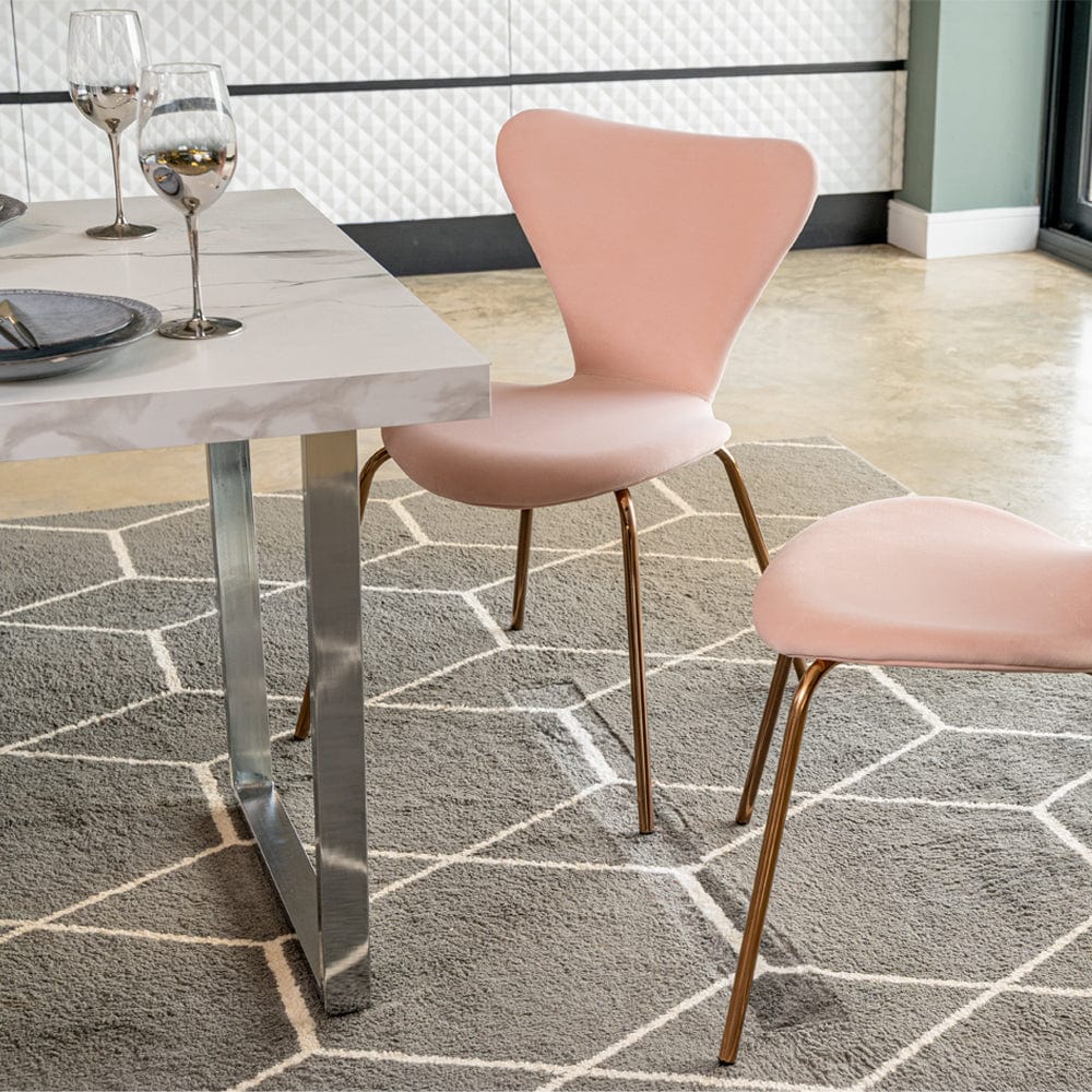 Etta Rectangle Trestle Dining Table Set with 4 Wing Back Velvet Chairs