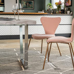 Etta Rectangle Trestle Dining Table Set with 4 Wing Back Velvet Chairs