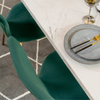 Etta Rectangle Trestle Dining Table Set with 4 Wing Back Velvet Chairs