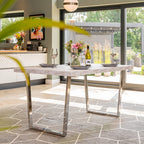 Etta Rectangle Trestle Dining Table Set with 4 Wing Back Velvet Chairs