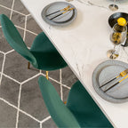 Etta Rectangle Trestle Dining Table Set with 4 Wing Back Velvet Chairs