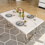 Etta Rectangle Trestle Dining Table Set with 4 Wing Back Velvet Chairs