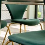 Etta Rectangle Trestle Dining Table Set with 4 Wing Back Velvet Chairs