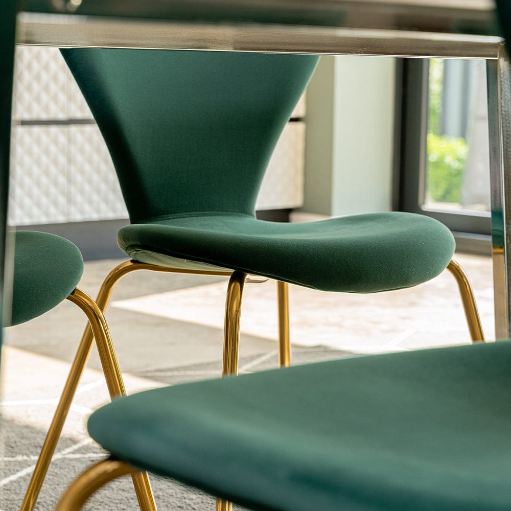 Etta Rectangle Trestle Dining Table Set with 4 Wing Back Velvet Chairs