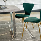 Etta Rectangle Trestle Dining Table Set with 4 Wing Back Velvet Chairs