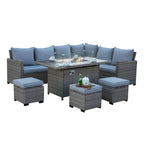 Galle 9 Seater Rattan Garden Furniture With Fire Pit Sofa Set