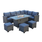 Galle 9 Seater Rattan Garden Furniture With Fire Pit Sofa Set