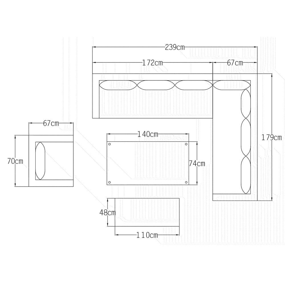 Galle Right Facing 9 Seater Garden Corner Sofa Fire Pit Set With Foldable Side Tables