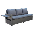 Galle Right Facing 9 Seater Garden Corner Sofa Fire Pit Set With Foldable Side Tables