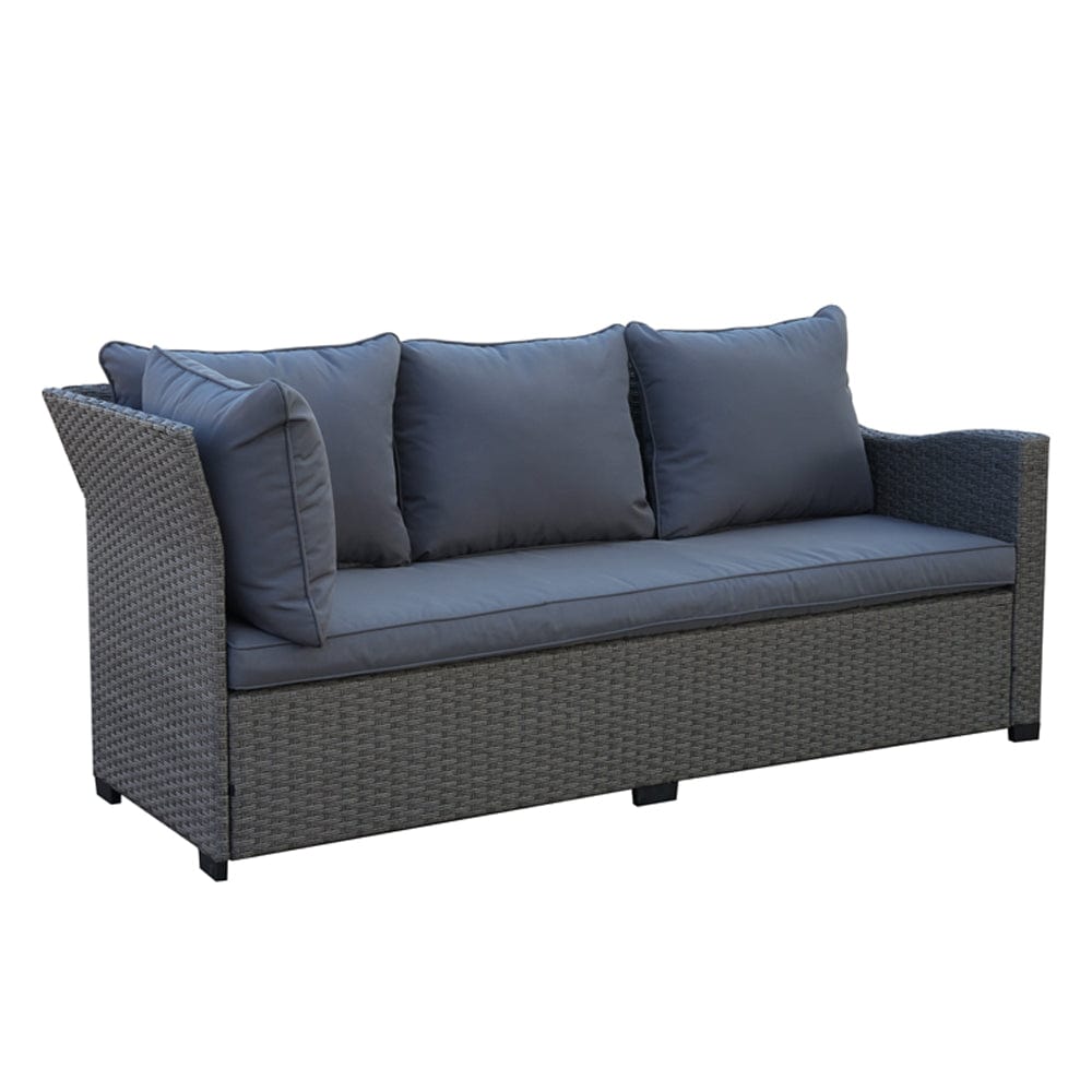 Galle Right Facing 9 Seater Garden Corner Sofa Fire Pit Set With Foldable Side Tables