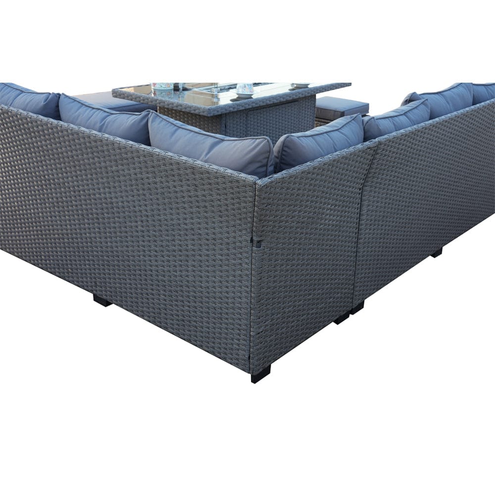 Galle Right Facing 9 Seater Garden Corner Sofa Fire Pit Set With Stool And Bench