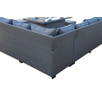 Galle Right Facing 9 Seater Garden Corner Sofa Fire Pit Set With Stool And Bench