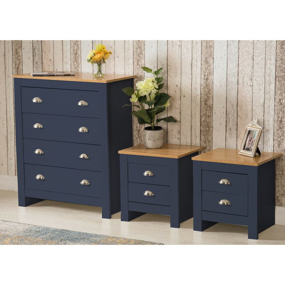 Heritage 3 Piece Bedside Chest Set With 2 Bedside Tables