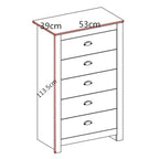 Heritage 5 Drawer Tall Chest Storage Cabinet