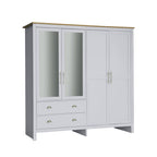 Heritage 4 Door 2 Drawer Mirrored Wardrobe