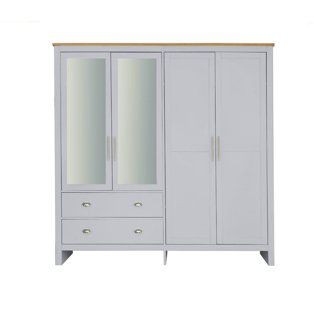 Heritage 4 Door 2 Drawer Mirrored Wardrobe