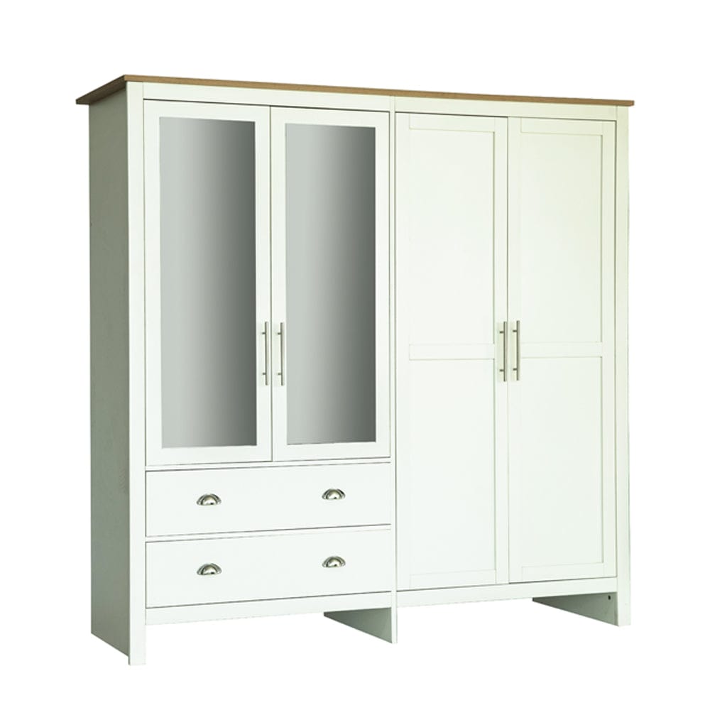 Heritage 4 Door 2 Drawer Mirrored Wardrobe