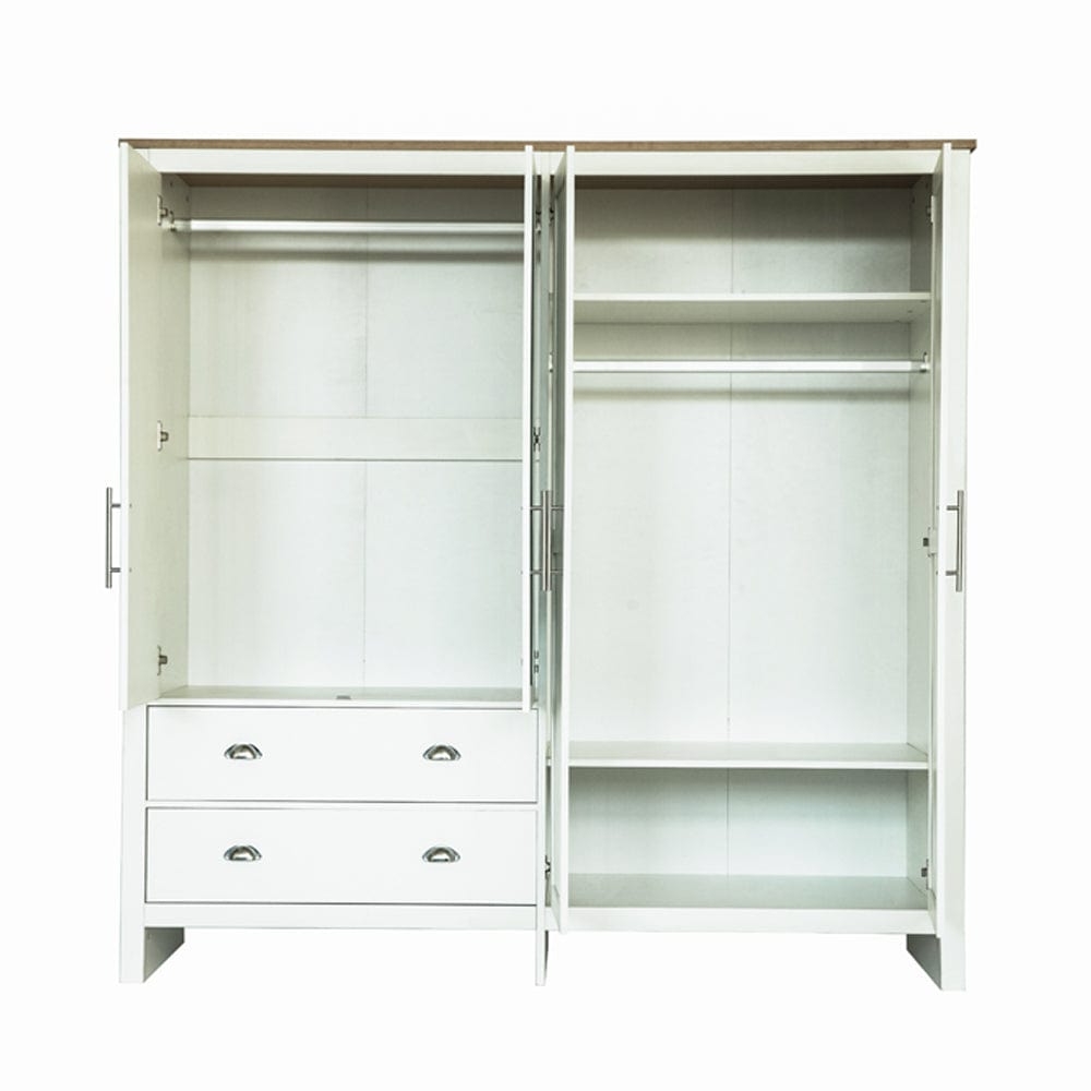 Heritage 4 Door 2 Drawer Mirrored Wardrobe