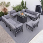 Hamburg Outdoor 8-Seater Garden Modular Steel Dining Set With Fire Pit Table