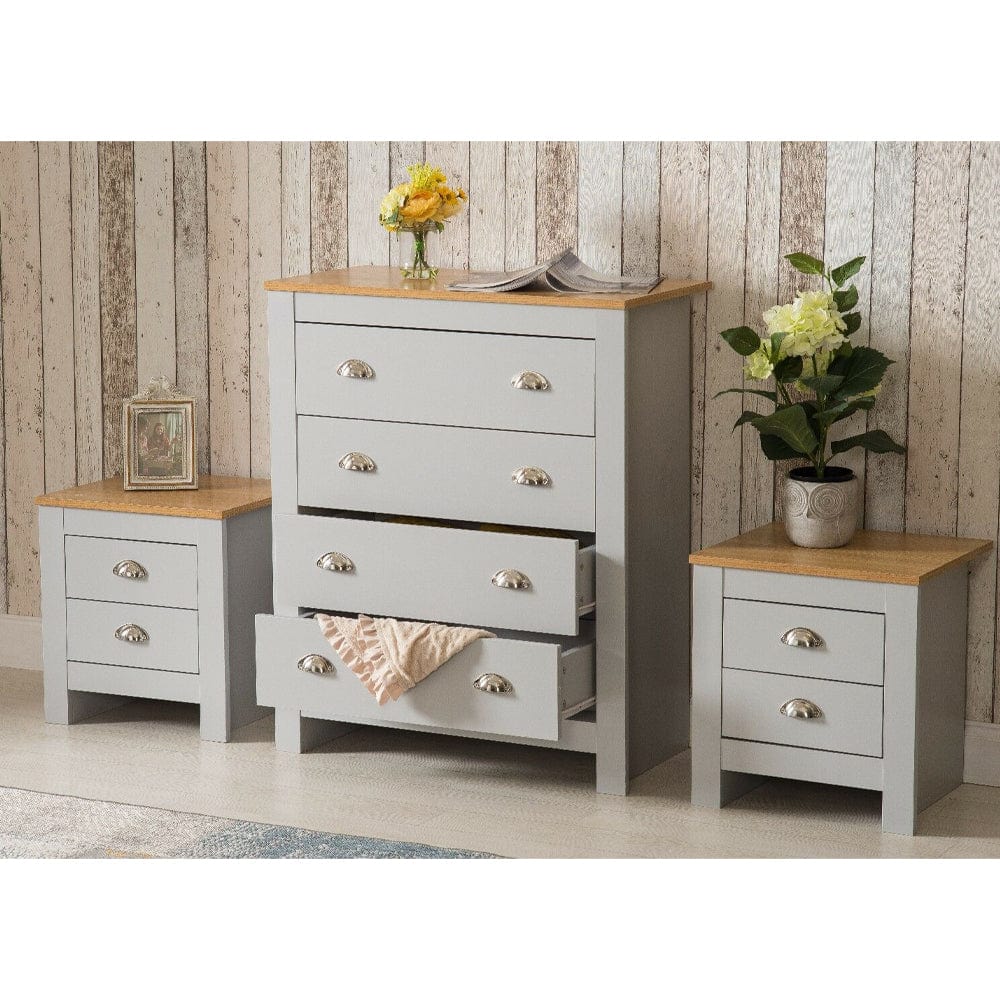Heritage 3 Piece Bedside Chest Set With 2 Bedside Tables