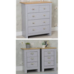 Heritage 3 Piece Tall Chest and Bedside Tables Set In Grey