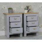 Heritage 3 Piece Tall Chest and Bedside Tables Set In Grey