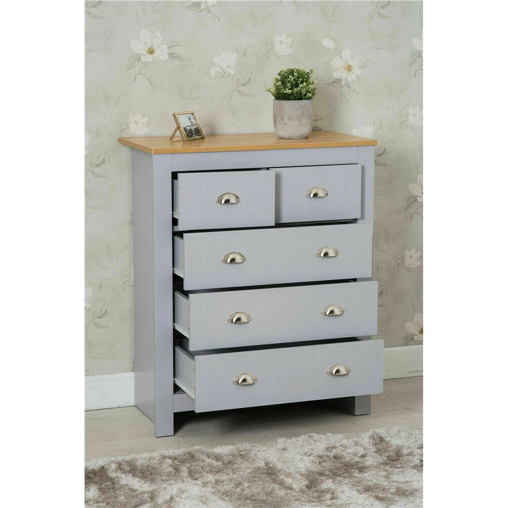 Heritage 3 Piece Tall Chest and Bedside Tables Set In Grey