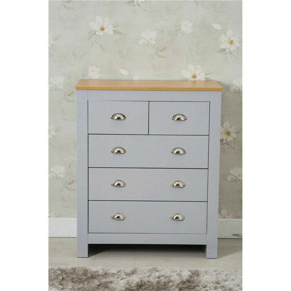 Heritage 3 Piece Tall Chest and Bedside Tables Set In Grey