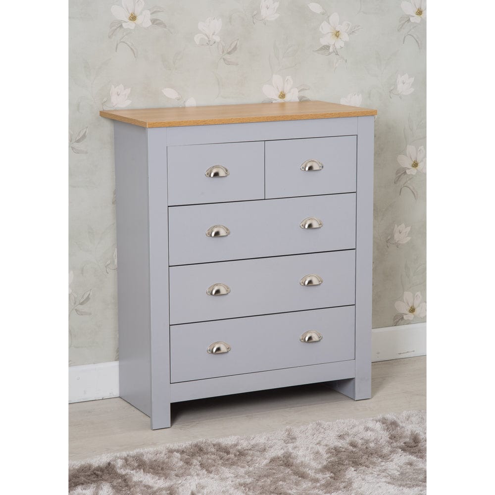 Heritage Grey Four Piece Bedroom Set Chests and Bedsides