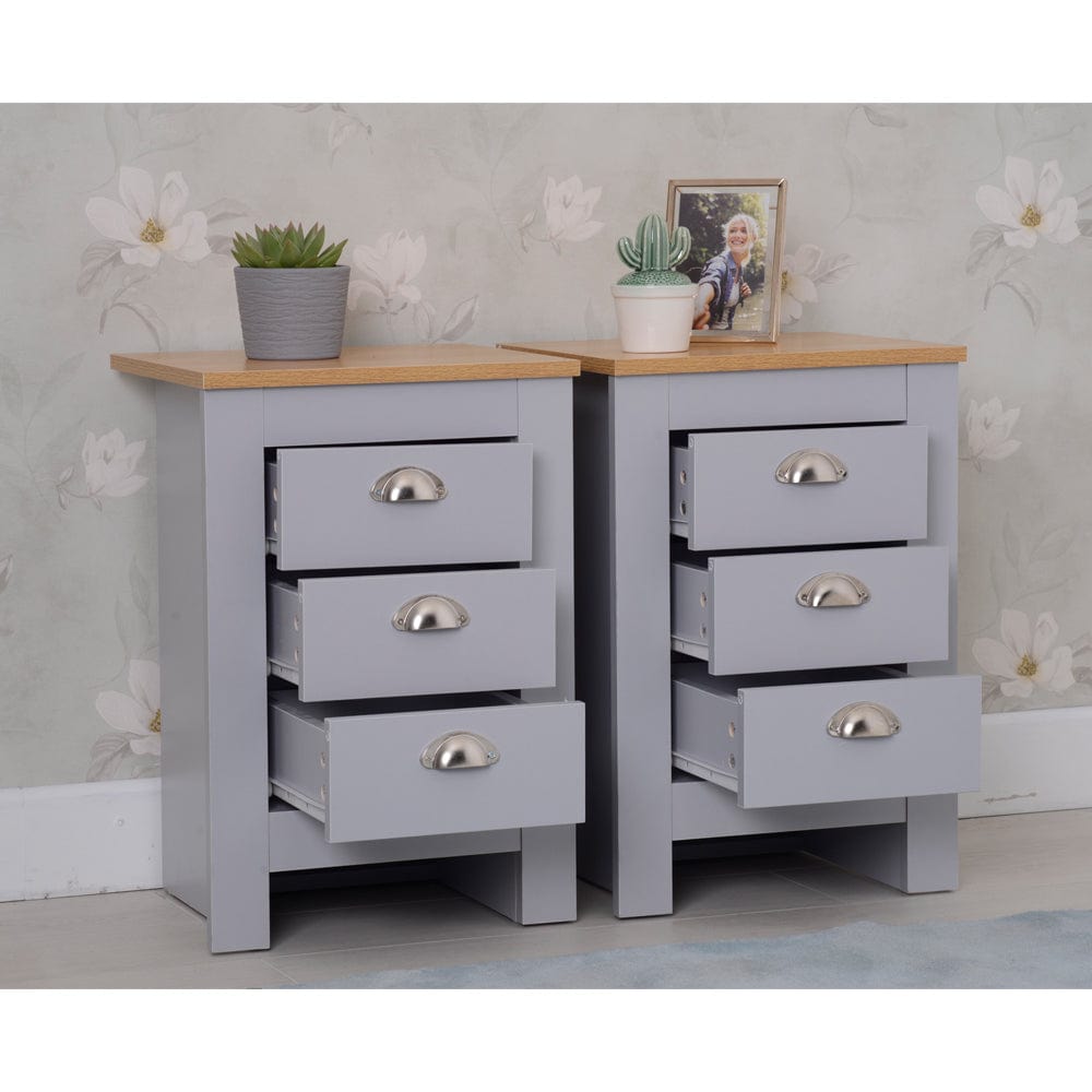 Heritage Grey Four Piece Bedroom Set Chests and Bedsides