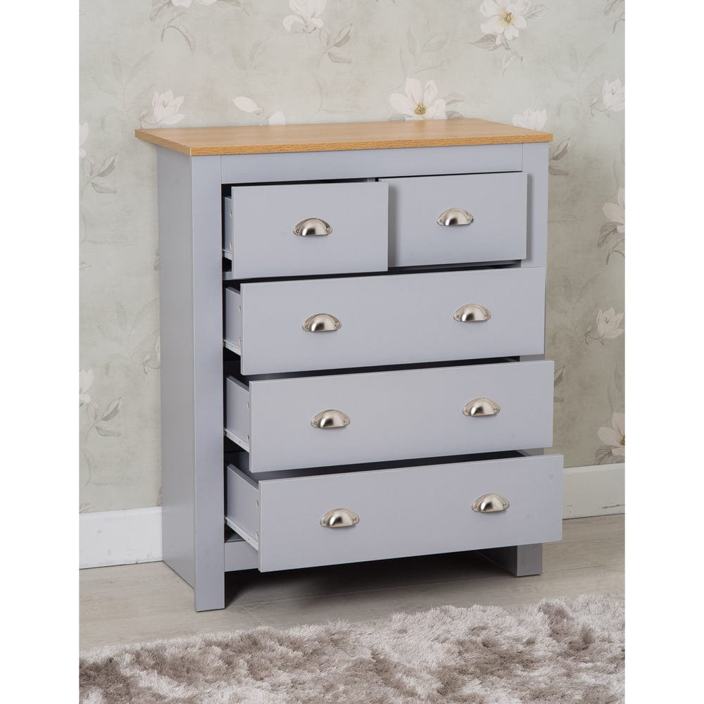 Heritage Grey Four Piece Bedroom Set Chests and Bedsides