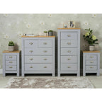 Heritage Grey Four Piece Bedroom Set Chests and Bedsides