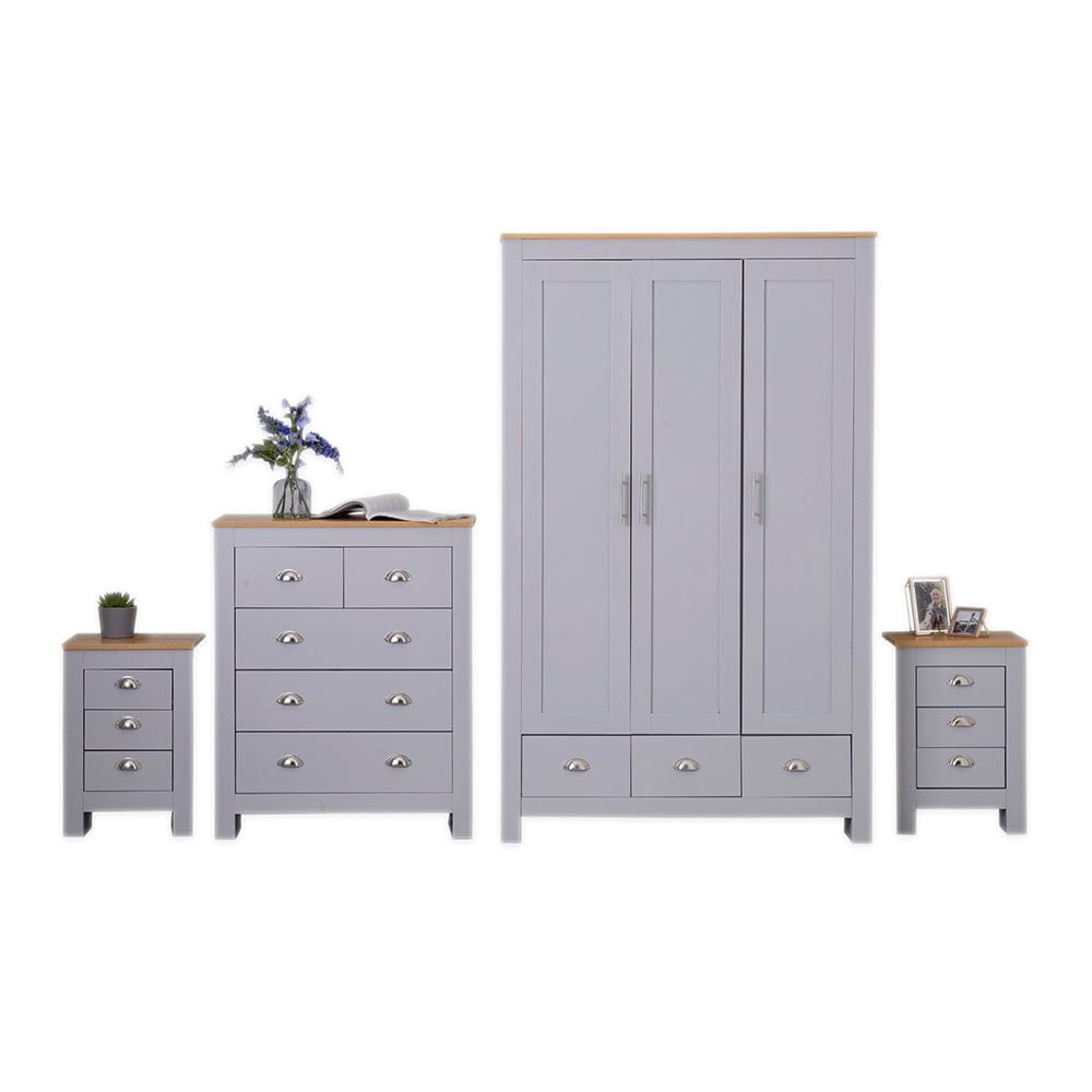 Heritage Set of Four Bedroom Piece with Grey and Oak Finish