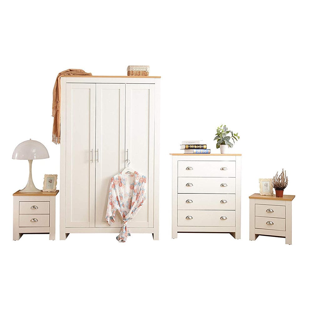 Heritage 4 Piece Bedroom Furniture Set Wardrobe Chest Bedside Table