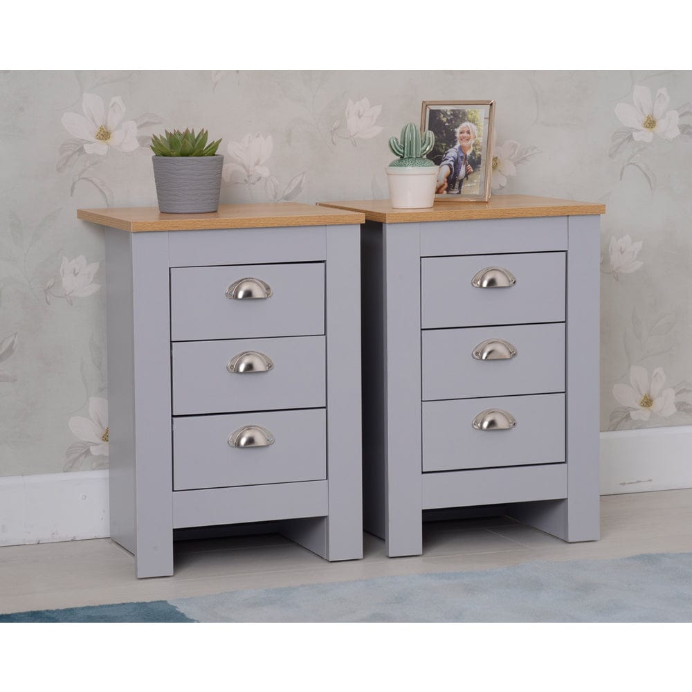 Heritage Grey Four Piece Bedroom Set Chests and Bedsides