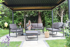 Nice Outdoor Aluminium 8 Seater Sofa Fire Pit Table Set With Stools