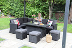 Rosen 9 Seater Rattan Garden Dining Set With Lift-Up Table And 3 Stools