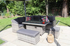 Rosen 9 Seater Rattan Garden Furniture Corner Sofa Set With Aluminum Fire Pit Dining Table And Storage Box
